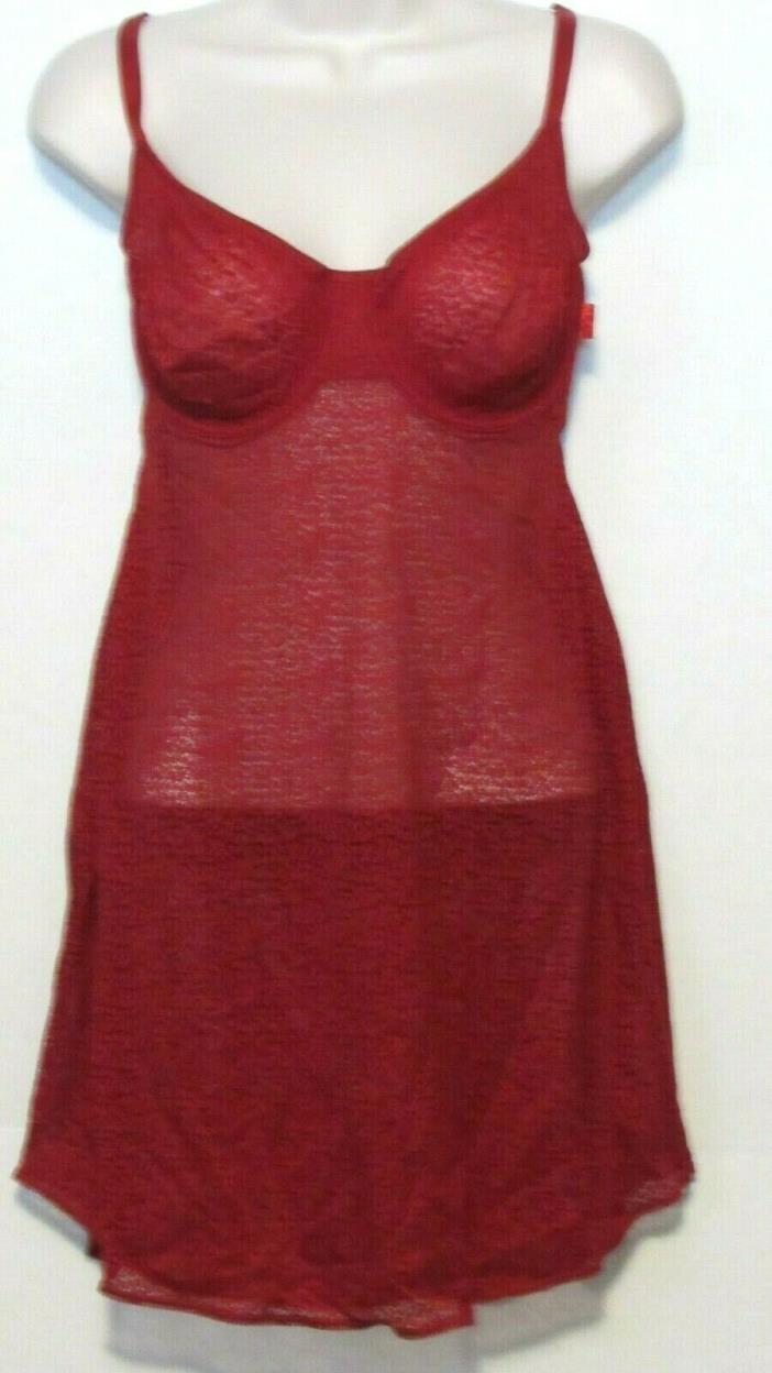 New DKNY Size L Babydoll Teddy Lingerie Red Stretchy Lace Womens