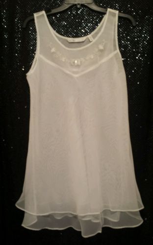 NWOT VICTORIA'S SECRET Sheer White Sequin Lingerie Babydoll Nightgown Small
