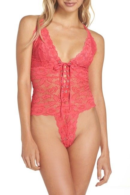 NWT $68 Free People Intimately Lace Thong Body Suit Lingerie