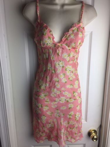 Rare Ladies Pink Floral 100% Teddy Slip by Moschino Italy sz 38 / XL