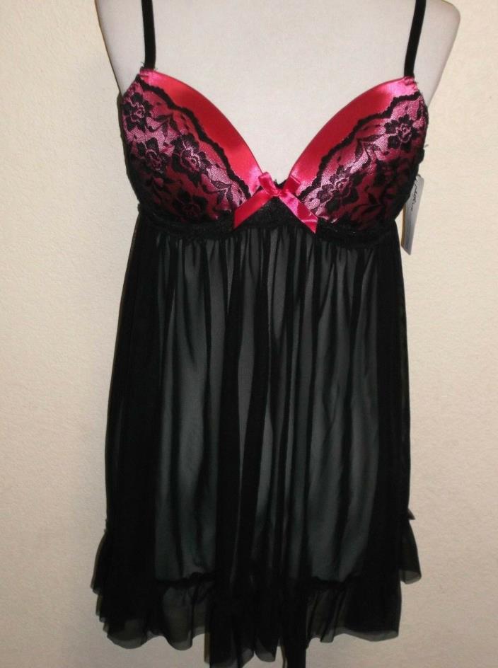 Woman's Intimates, by Native, Size 38D/8, Padded/ Underwire, Sheer, Pink/Black