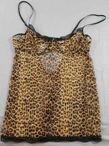 Victoria's Secret Women's Size XL Leopard Print Sheer Teddy Baby Doll Cami E2