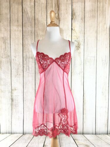 Victoria Secret Women’s Intimate Lingerie Lace Mesh See Through Red Small