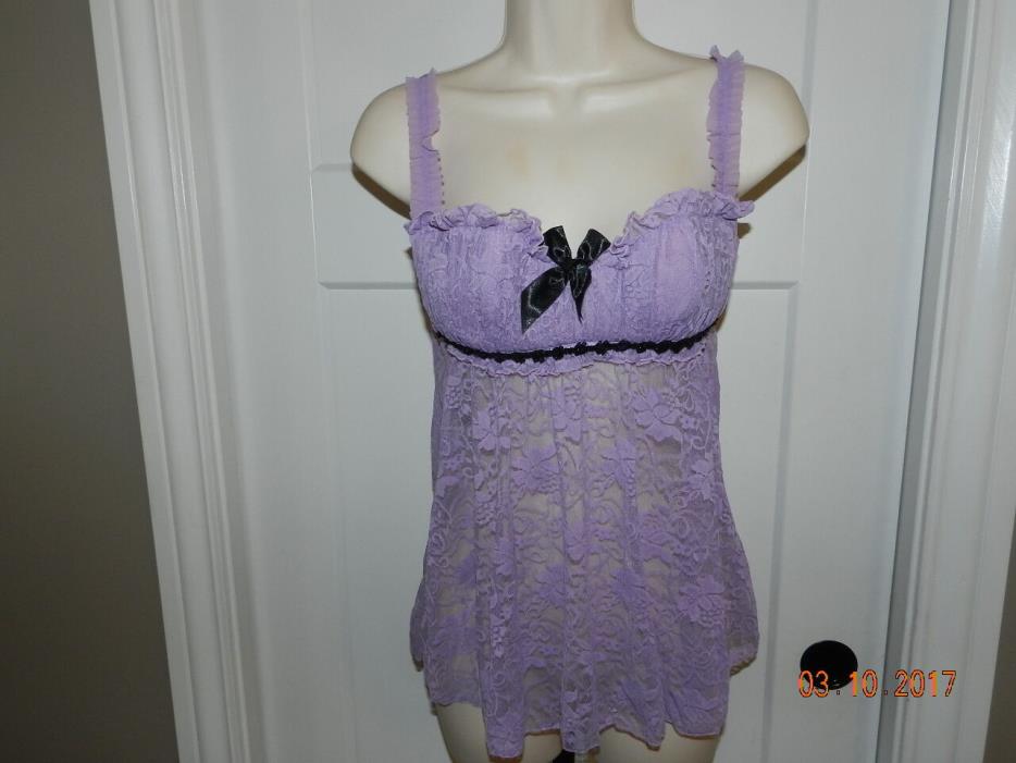 Fredericks Of Hollywood Lavendar Lace Lingerie Babydoll Night Gown Size Small