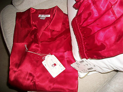 NEW Nordstrom M Lingerie Crimson Red Pajamas Top Pants Elastic Waist