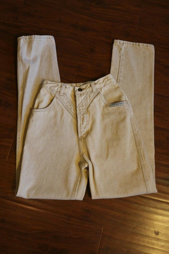 Vintage Rocky Mountain High Waisted Mom Jeans Beige/Tan Women's Size 25/1