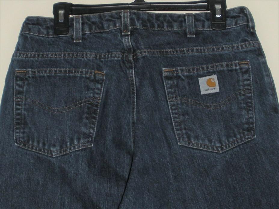 Carhartt Women 10 x 32 Jeans Blue Flat Front Cotton Pants