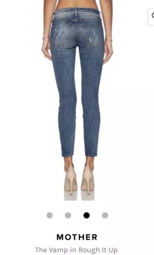 Women’s MOTHER Jeans The VAMP in ROUGH IT UP Skinny Ankle 26x28 Retail $210