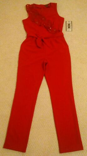 New With Tags Spense Womens Size 10/10 Red Polyester Blend Sleeveless Jumpsuit