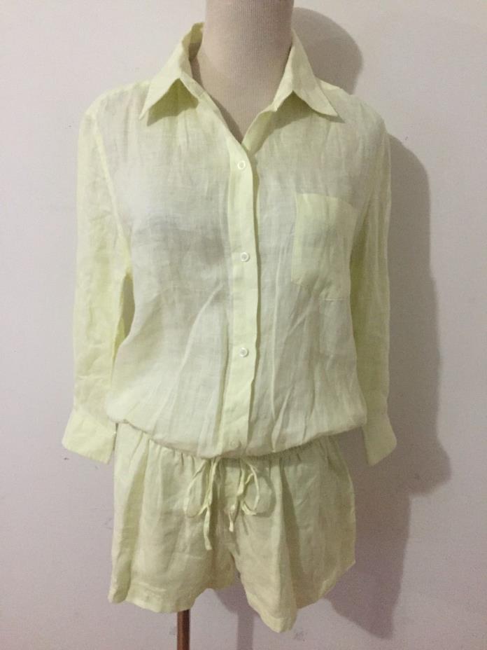 Victoria's Secret 100% Linen Romper Semi-Sheer Yellow Size 10  New!  NWOT!