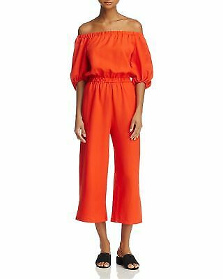 STYLE MAFIA $98 Womens New 1453 Orange Off Shoulder Wide Leg Jumpsuit XS B+B