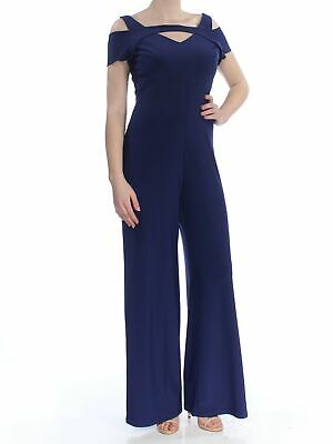 NW WOMEN $99 Womens New 1348 Navy Cutout Wide Leg Jumpsuit 10 B+B