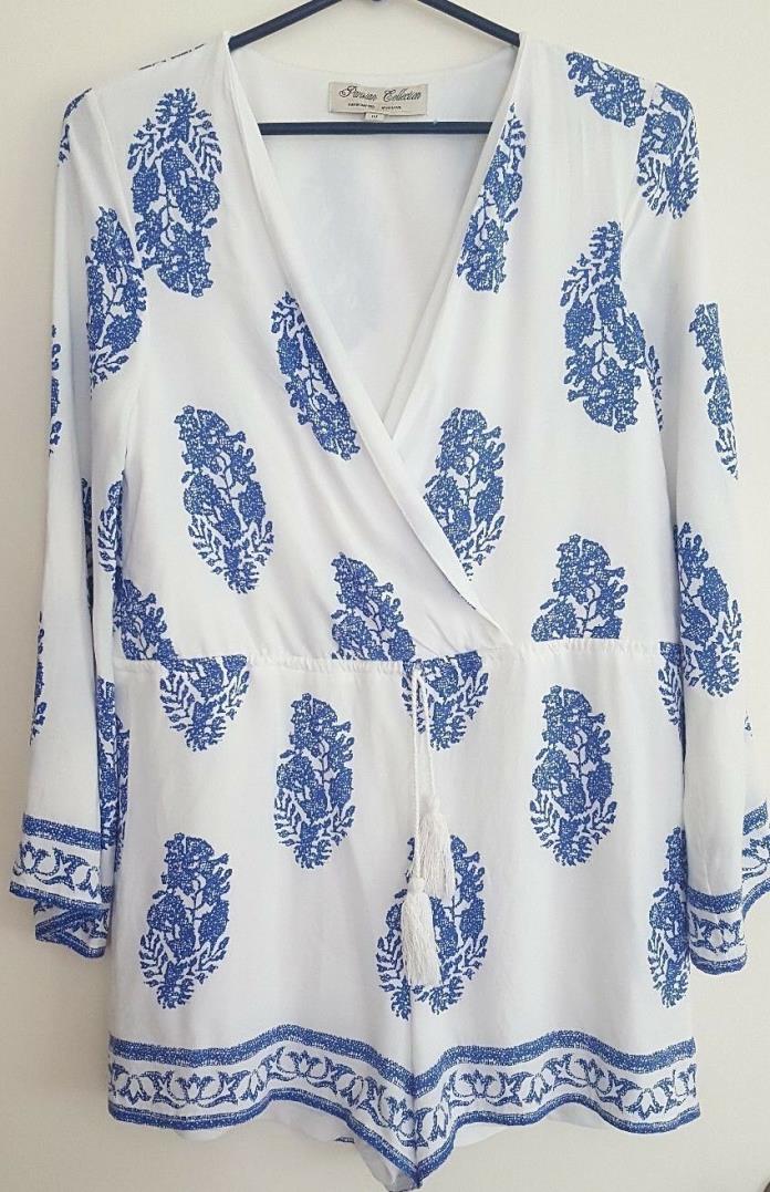 Parisian Collection Handcrafted With Love Womens White Leaf Romper US 6 UK 10