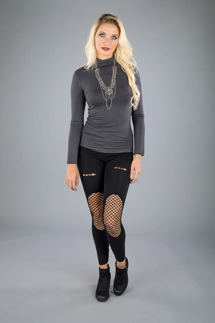 Women Black Solid Netted Poly Cotton Leggings