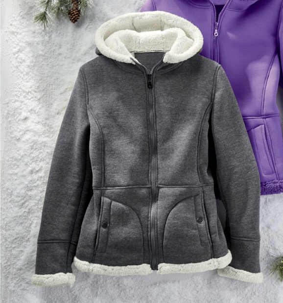 Che Bella Size XL Gray Sherpa Trim Jacket Hoodie NEW