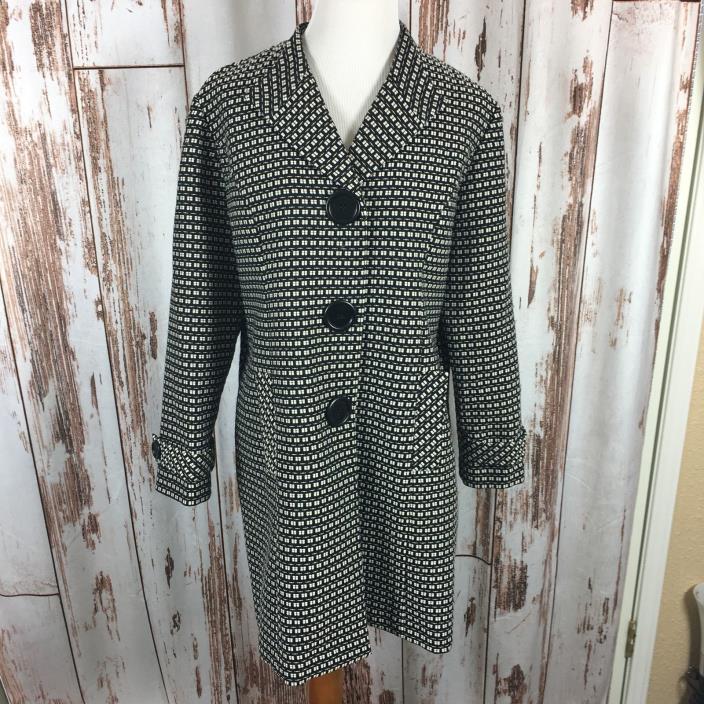 Dana Kay Womens Black White Size 18 Swing Coat Jacket