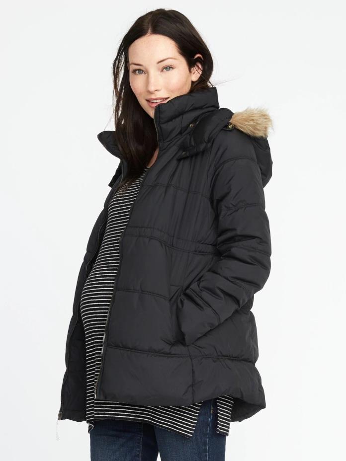 Old Navy Black Maternity Hooded Frost-Free Jacket XS- NWT