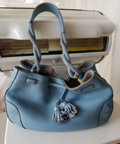 COLE HAAN Pebbled Leather handbag blue ??