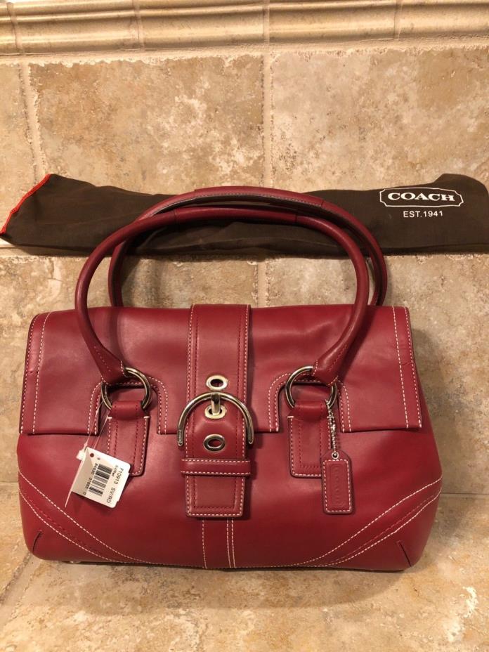 COACH Large Red Leather SOHO Flap Satchel Carryall Purse Bag F10913