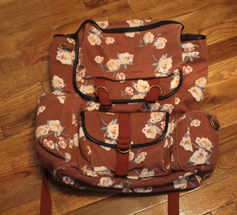 Urban Outfitter Floral Bookbag, Rust colored, NEW