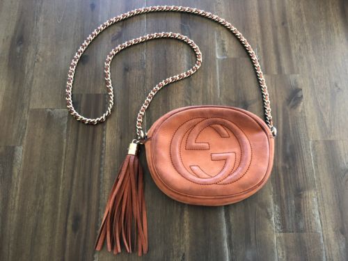 Authentic GUCCI Soho Suede Leather Disco Chain Strap Crossbody Bag Purse