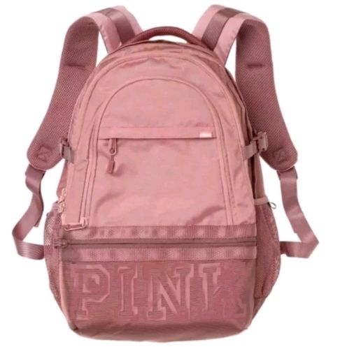 Victoria's Secret PINK Collegiate Backpack Pink With Cocoa Powder Bookbag NWT