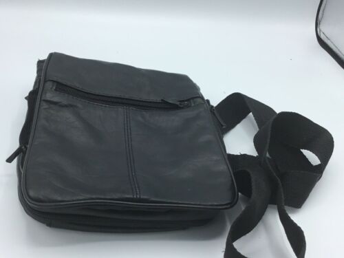 Buxton Genuine Leather Crossbody Shoulder Backpack Hand Bag Purse Black
