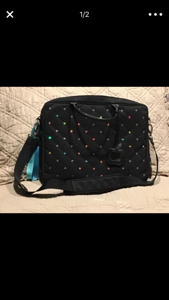 Black with sequins woman’s laptop carrying/brief case (used); pink interior
