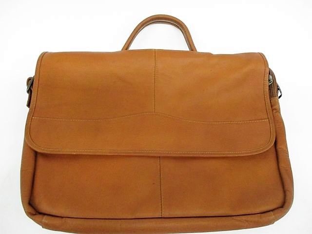 David King Soft Leather tan leather half flap expandable briefcase/laptop NWT