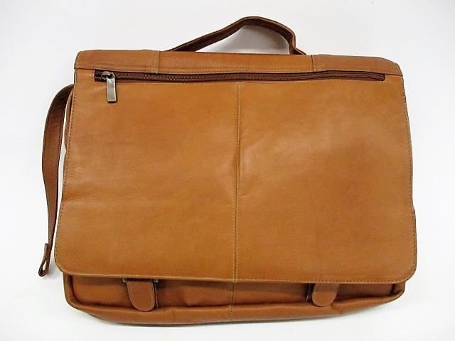 David King Leather soft tanned leather flapover expandable briefcase/laptop NWOT