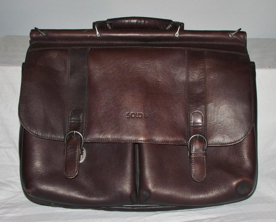 Solo Brown Leather Executive Laptop Bag Briefcase