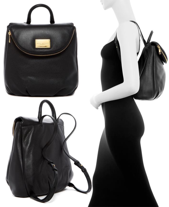 $500 NWT Marc Jacobs Classic Q Mariska Leather Women's Backpack BLACK