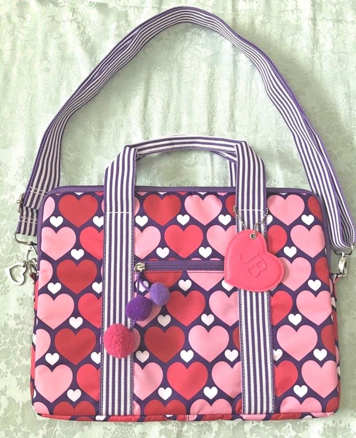 JUSTIN BIEBER PINK/WHITE HEARTS LAPTOP TOTE BAG WITH STRAP QUILTED HEARTS
