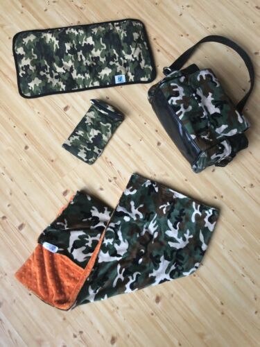 Camo Minky Diaper Bag Set Lot Camouflage