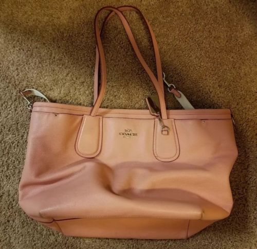 Pink Extra Large Leather Coach Diaper Bag