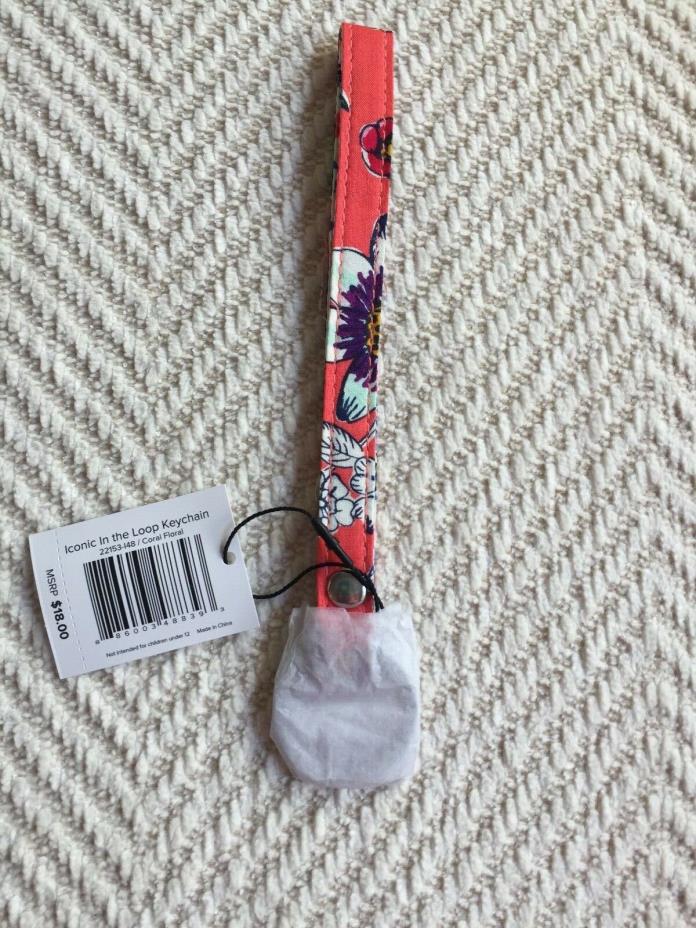Vera Bradley Iconic In the Loop Keychain NWT Coral Floral MSRP $18 Easter Gift