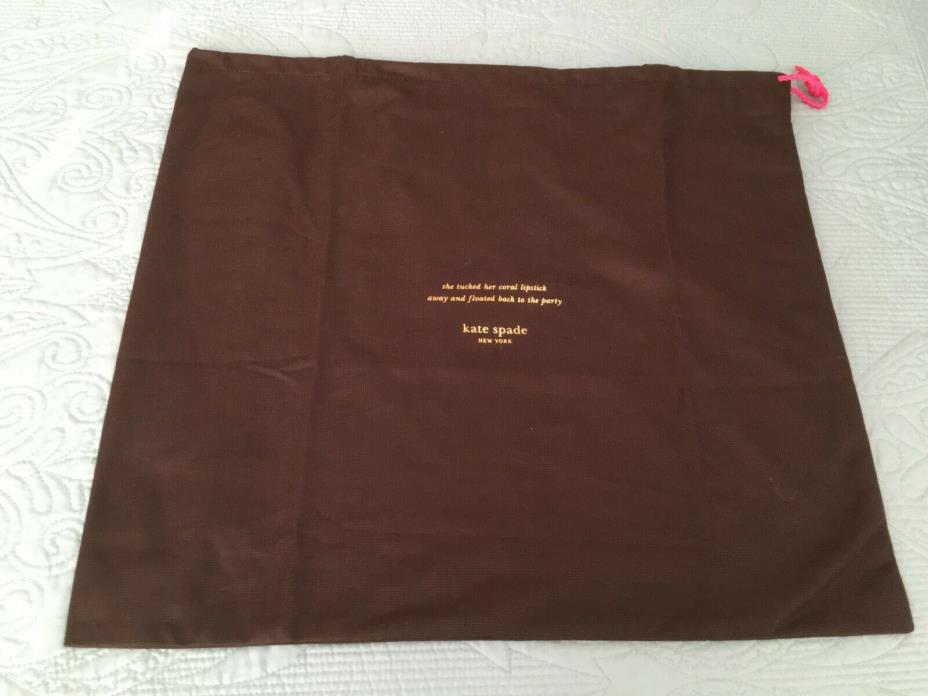 Kate Spade 17.5 X 19.5 Brown Fabric Purse Dust Cover Drawstring Bag New