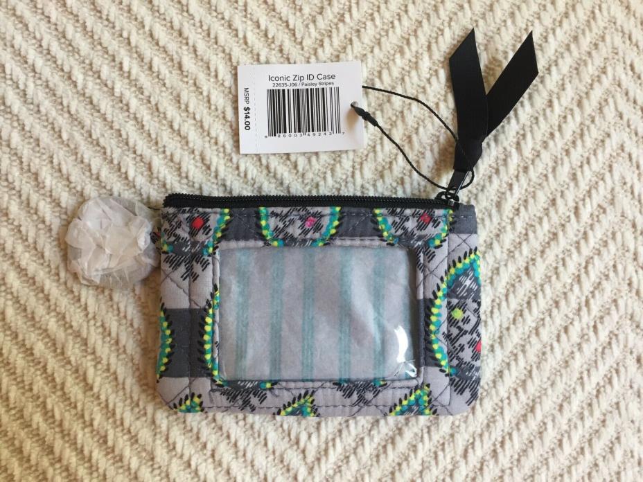 Vera Bradley Iconic Zip ID Case NWT Paisley Stripes Pattern MSRP $14. Easter