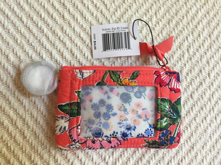 Vera Bradley Iconic Zip ID Case NWT Coral Floral Pattern MSRP $14. Easter
