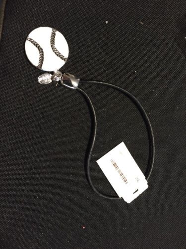 Cookie Lee New $14 Black Cord Baseball Charm Key Chain Purse