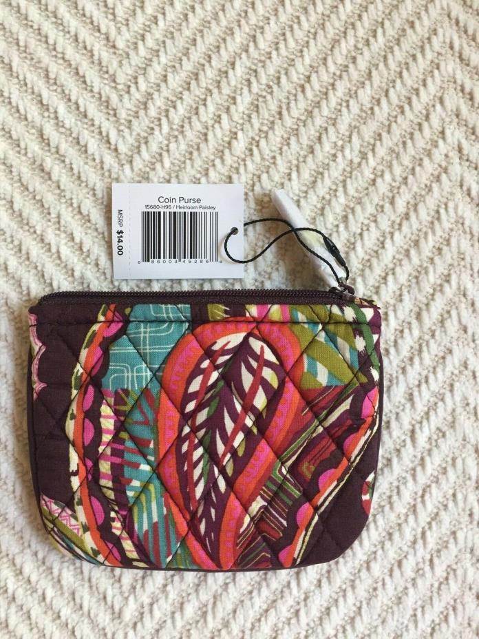 Vera Bradley Coin Purse Heirloom Paisley NWT Zip Top MSRP $14 Great Size Easter