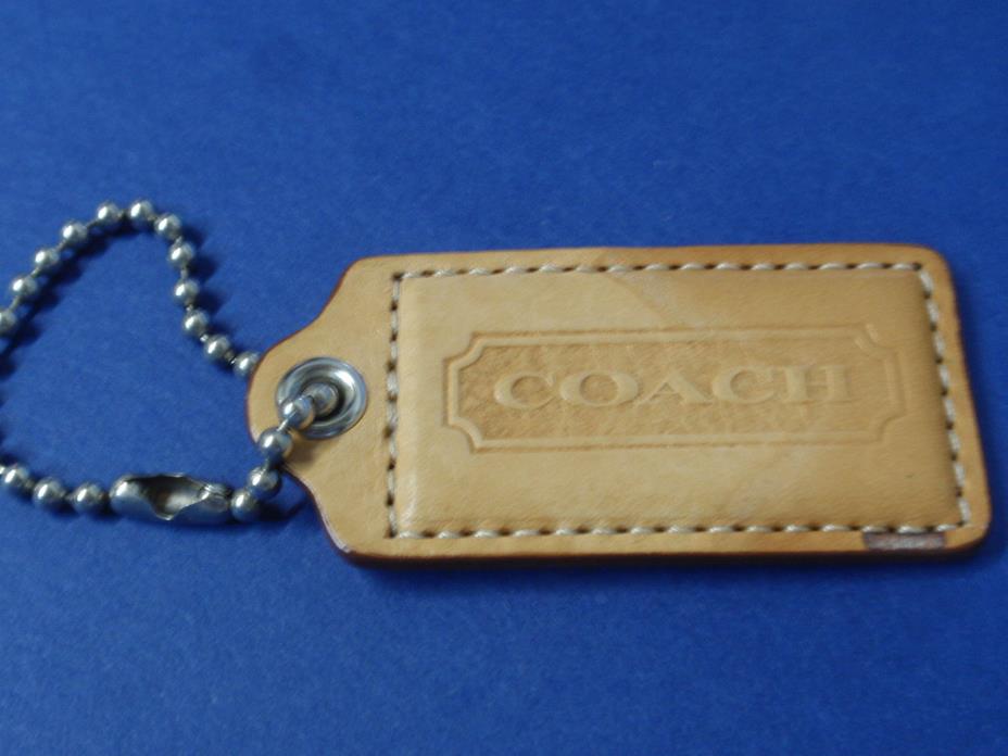 COACH - TAN/WHITE Leather Hang Tag Replacement Fob ~ 2.5