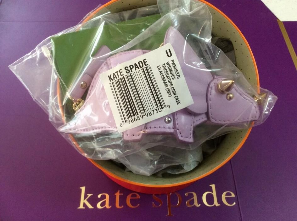 NWT Kate Spade Whimsies Triceratops Leather Coin Purse Keychain Bag Charm