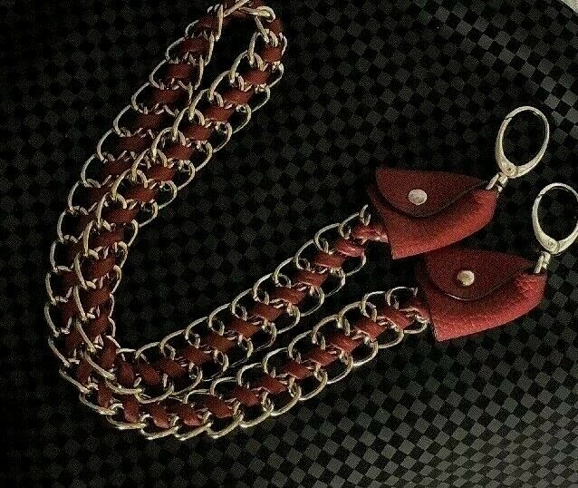 replacement purse strap Shoulder Chain Maroon Silver Hardware Faux Leather