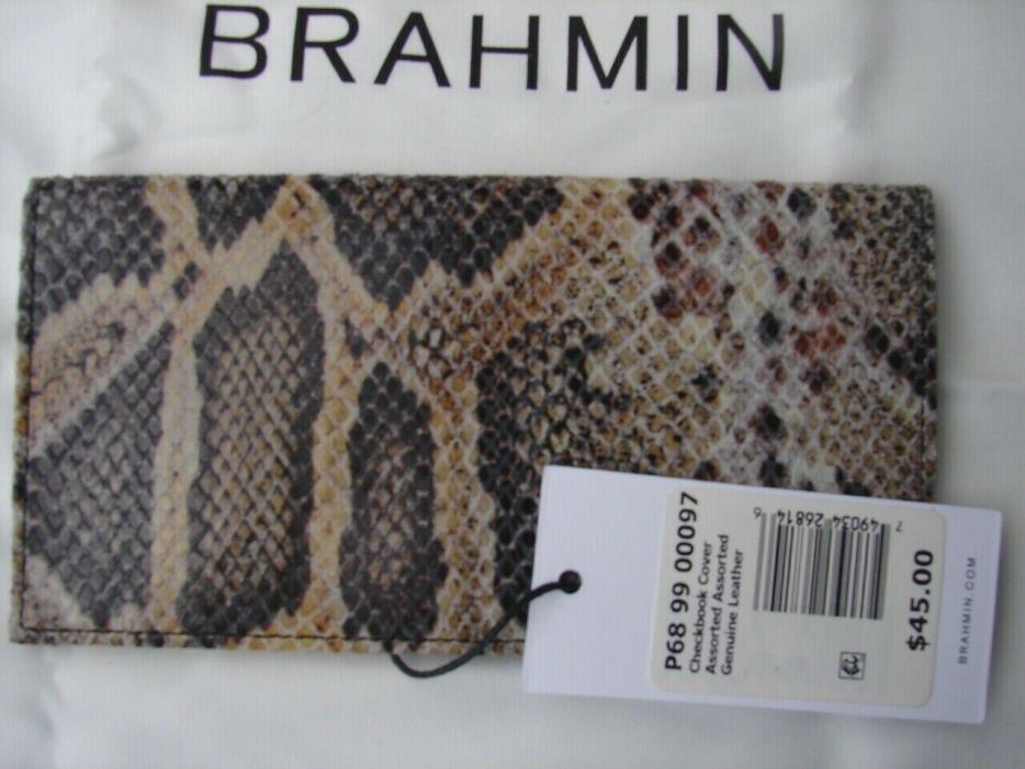 BRAHMIN PYTHON EMBOSSED LEATHER CHECKBOOK COVER NEW WITH TAG