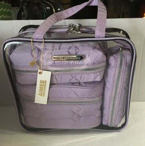 Aimee Kestenberg IVY 4PC Set Soft Lavender Diamond Quilt T00195 Cosmetic Bag