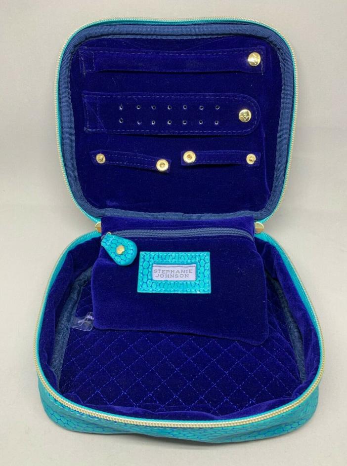 Stephanie Johnson Large jewelry Case Travel Organizer Bag in Blue - NWOT