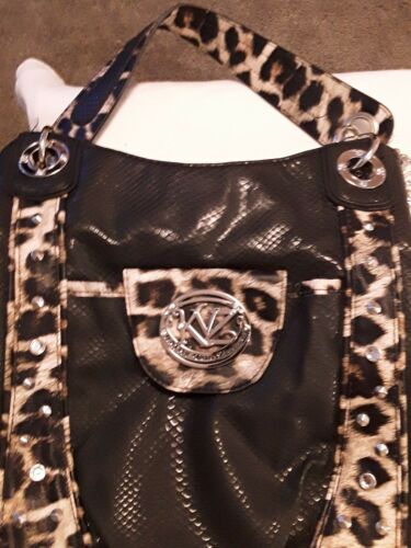 Kathy Van Zeeland Tote Bag Purse black/cheetah