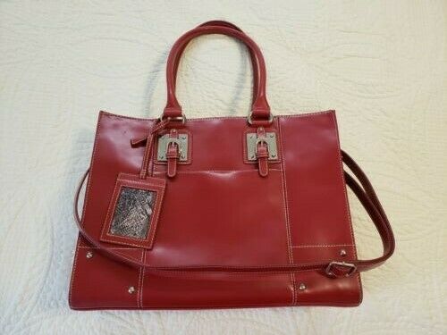 Wilson Leather Red Ladies' Laptop Briefcase Tote Bag