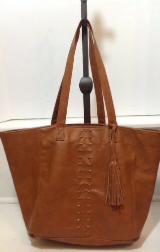 ABERCROMBIE & FITCH FAUX LEATHER TOTE BAG SHOULDER STRAPS BAG BROWN